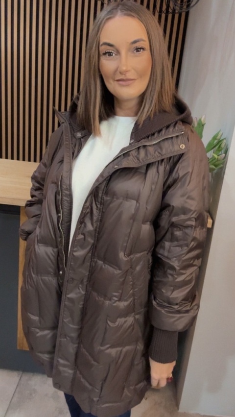 Kurtka Puchowa Flexi Hood - długa, z odpinanym kapturem