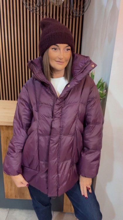 Kurtka naturalny puch Estelle - Śliwka