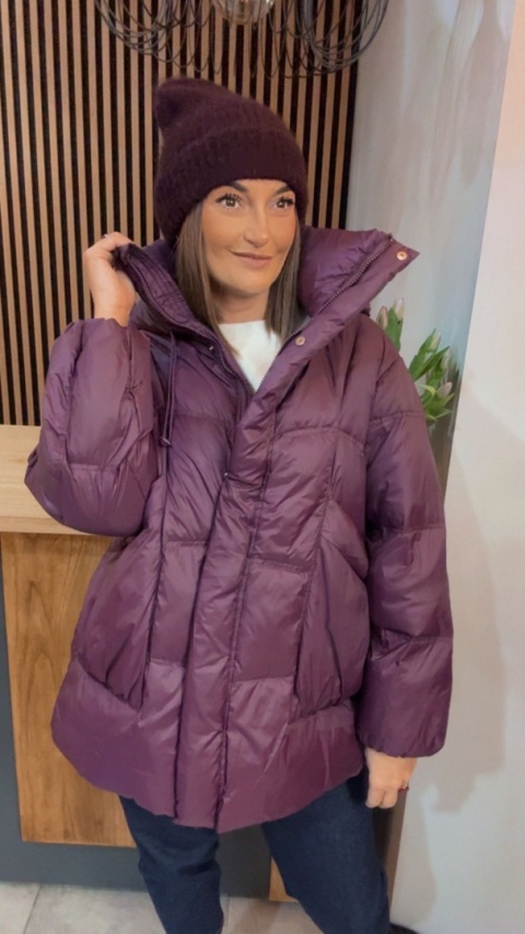 Kurtka naturalny puch Estelle - Śliwka