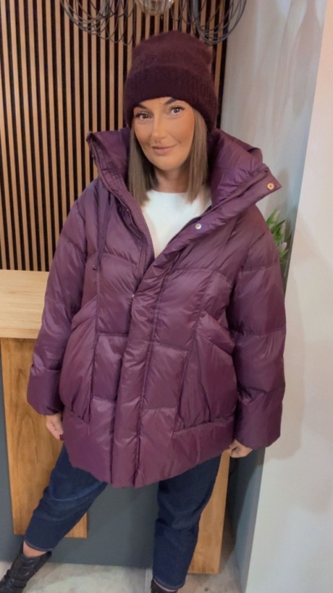 Kurtka naturalny puch Estelle - Śliwka