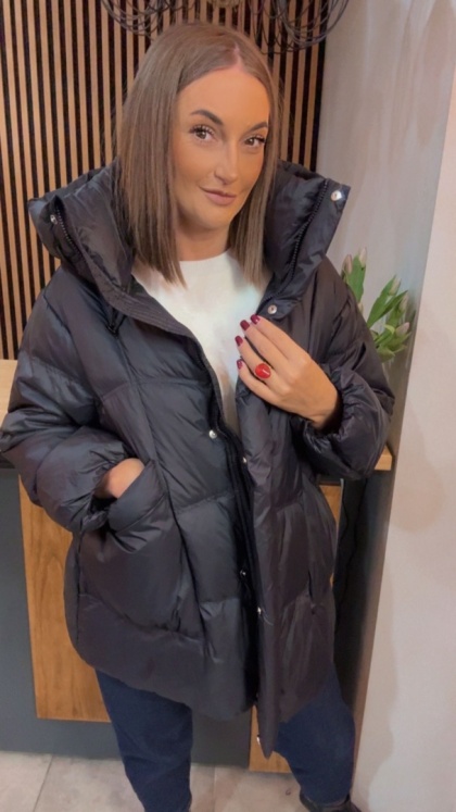 Kurtka naturalny puch Estelle - Czarna