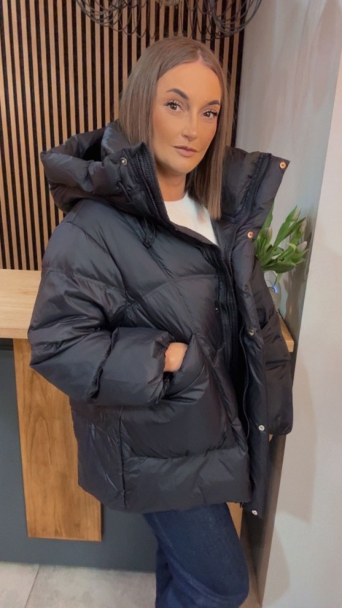 Kurtka naturalny puch Estelle - Czarna