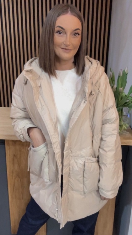 Kurtka puchowa Oversize Mila - Beżowa
