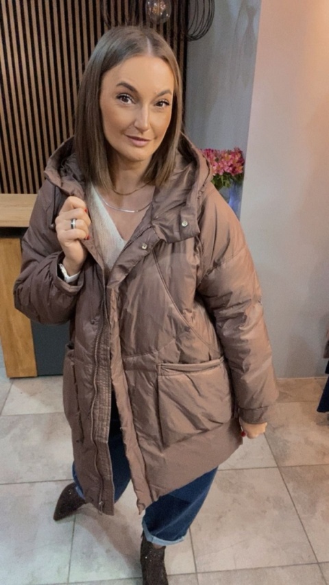 Kurtka puchowa Oversize Mila - Brązowa