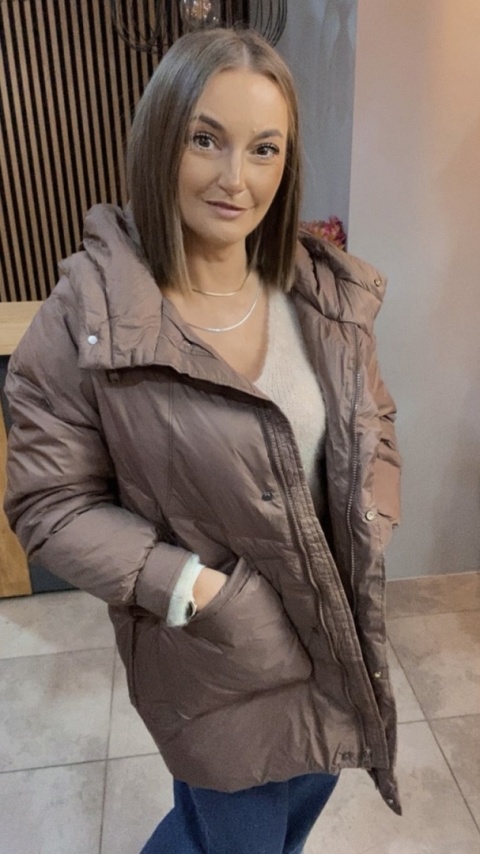 Kurtka puchowa Oversize Mila - Brązowa