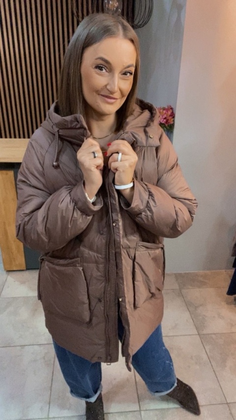 Kurtka puchowa Oversize Mila - Brązowa