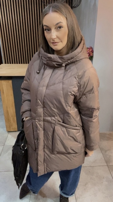Kurtka puchowa Oversize Mila - Brązowa