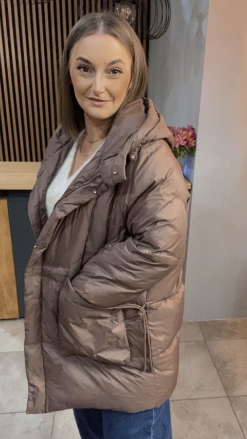 Kurtka puchowa Oversize Mila - Brązowa