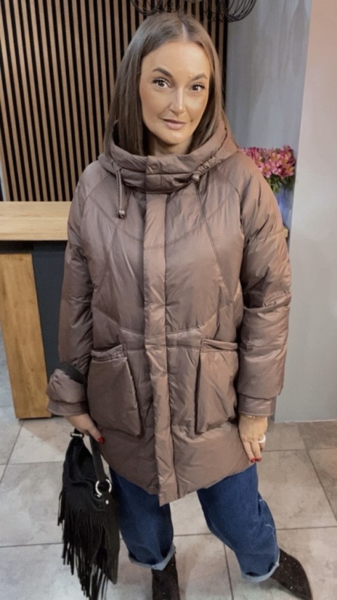 Kurtka puchowa Oversize Mila - Brązowa