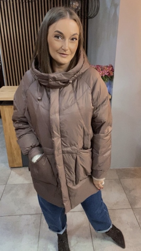 Kurtka puchowa Oversize Mila - Brązowa
