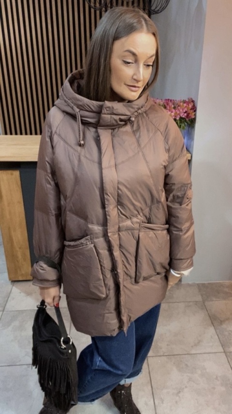 Kurtka puchowa Oversize Mila - Brązowa