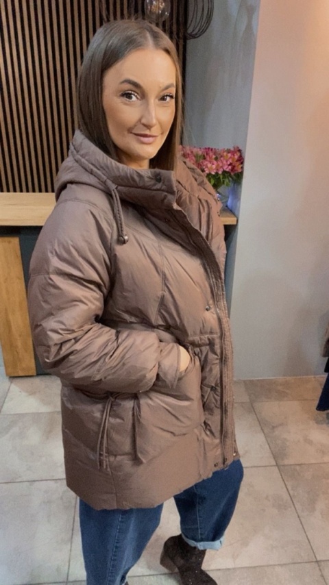 Kurtka puchowa Oversize Mila - Brązowa