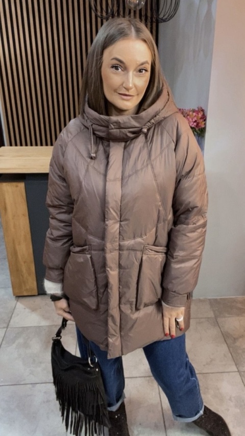 Kurtka puchowa Oversize Mila - Brązowa