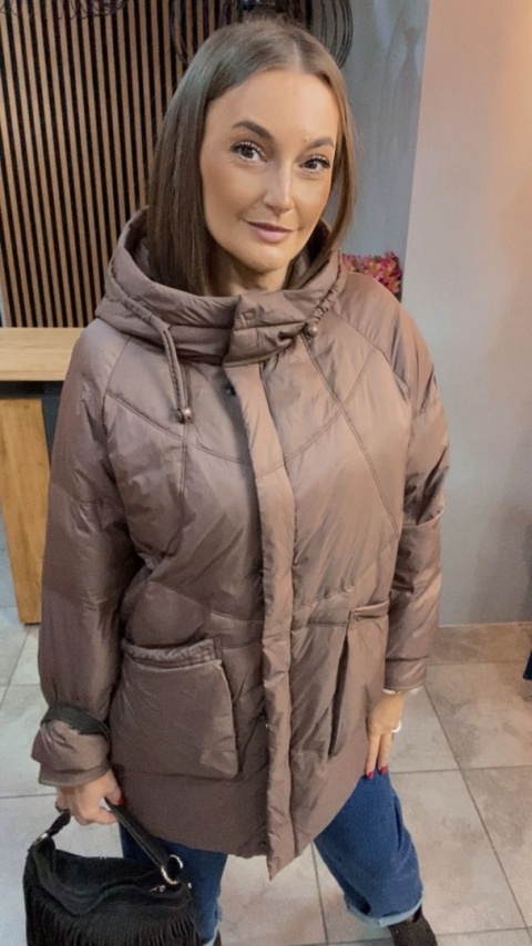 Kurtka puchowa Oversize Mila - Brązowa