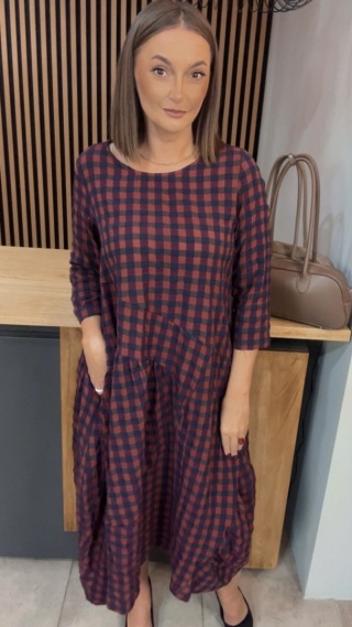 Sukienka Wendy Trendy w kratkę - Red Navy Check