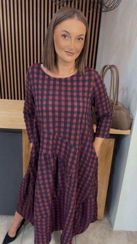 Sukienka Wendy Trendy w kratkę - Red Navy Check