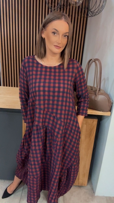 Sukienka Wendy Trendy w kratkę - Red Navy Check