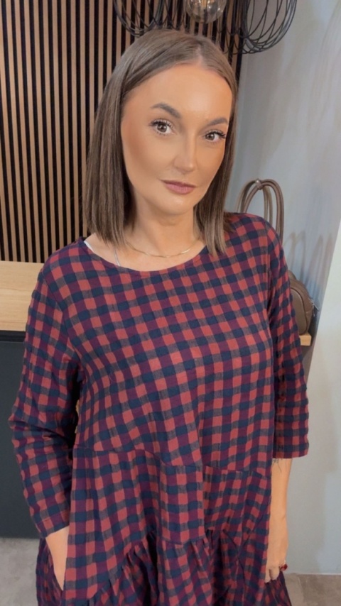 Sukienka Wendy Trendy w kratkę - Red Navy Check
