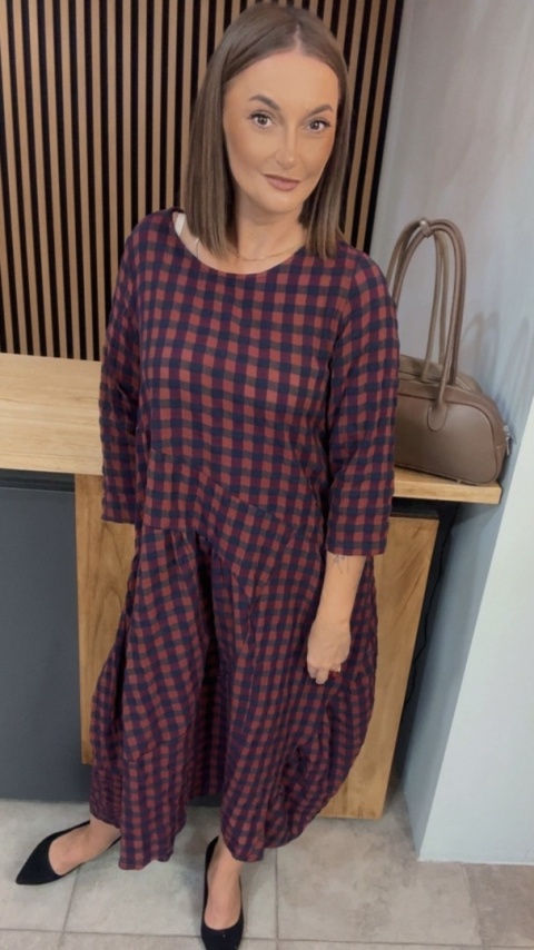 Sukienka Wendy Trendy w kratkę - Red Navy Check