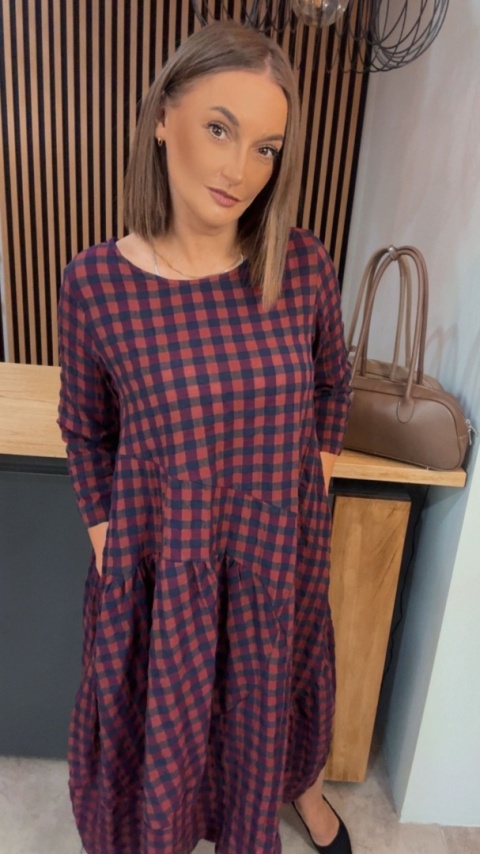Sukienka Wendy Trendy w kratkę - Red Navy Check