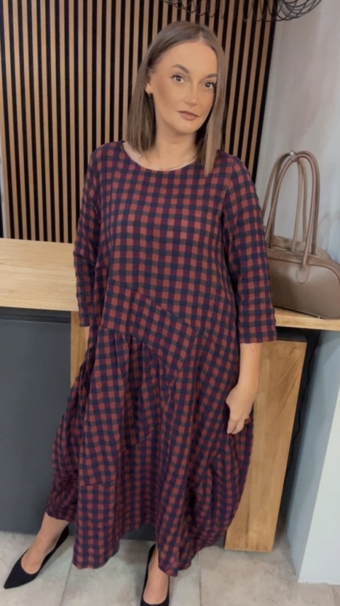 Sukienka Wendy Trendy w kratkę - Red Navy Check