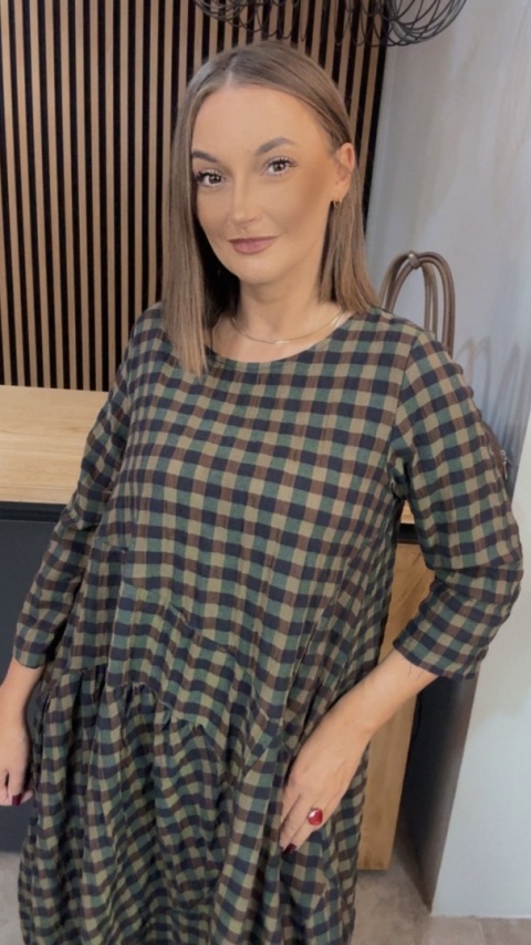 Sukienka Wendy Trendy w kratkę - Olive Check