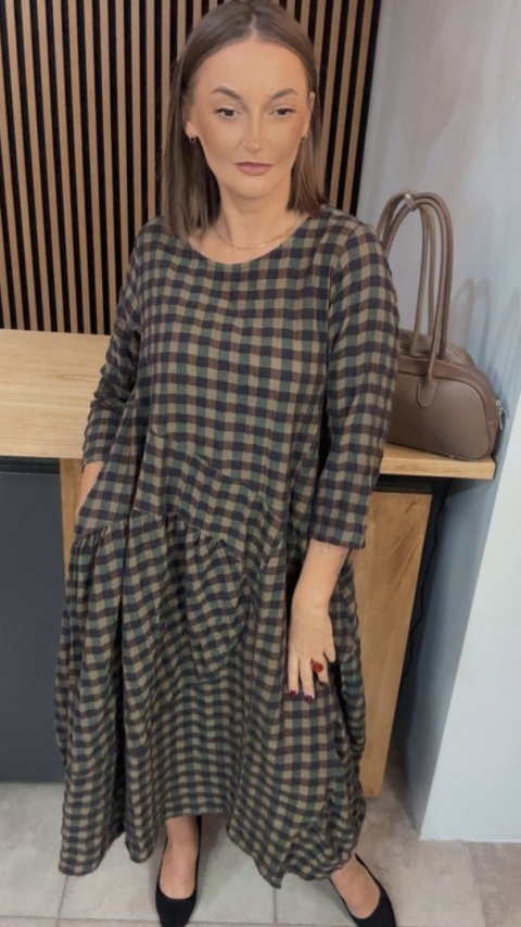 Sukienka Wendy Trendy w kratkę - Olive Check