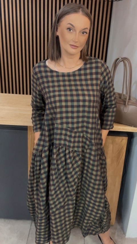 Sukienka Wendy Trendy w kratkę - Olive Check
