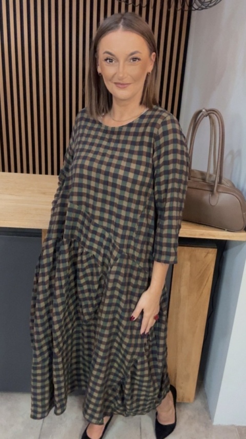 Sukienka Wendy Trendy w kratkę - Olive Check