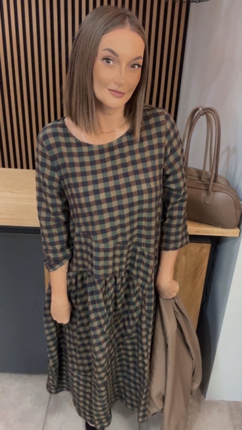 Sukienka Wendy Trendy w kratkę - Olive Check