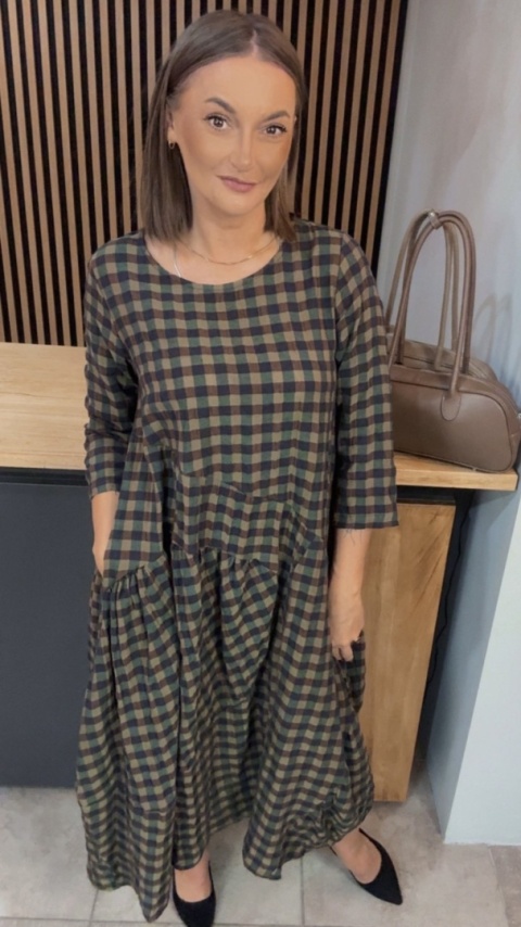 Sukienka Wendy Trendy w kratkę - Olive Check