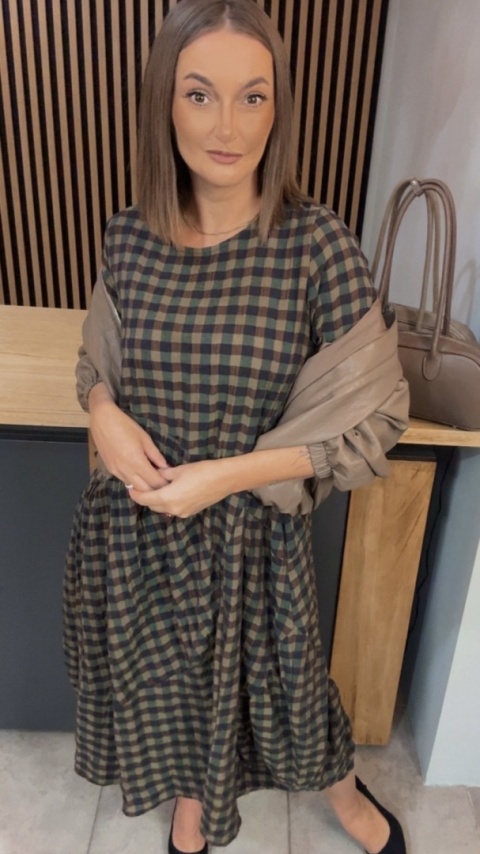 Sukienka Wendy Trendy w kratkę - Olive Check