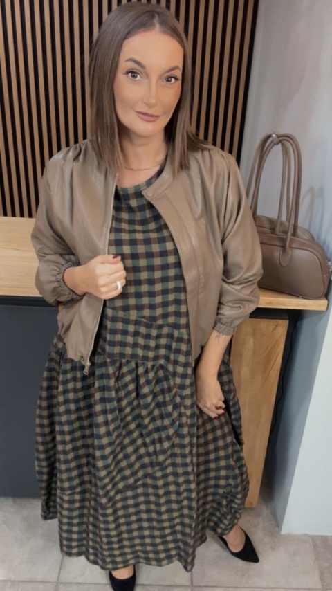 Sukienka Wendy Trendy w kratkę - Olive Check