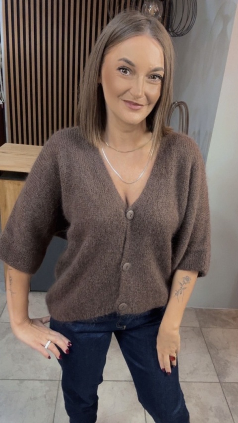 Sweter CXL z moherem - Brązowy