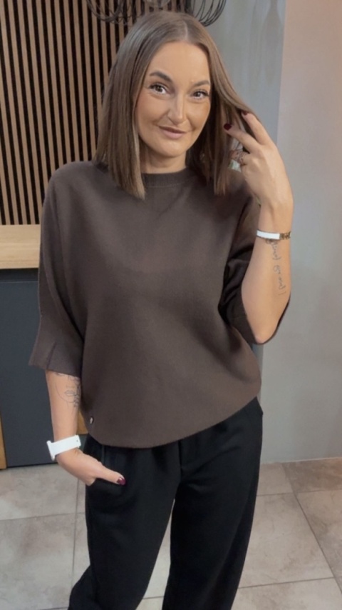 Sweter E-Woman Fashion - Brąz