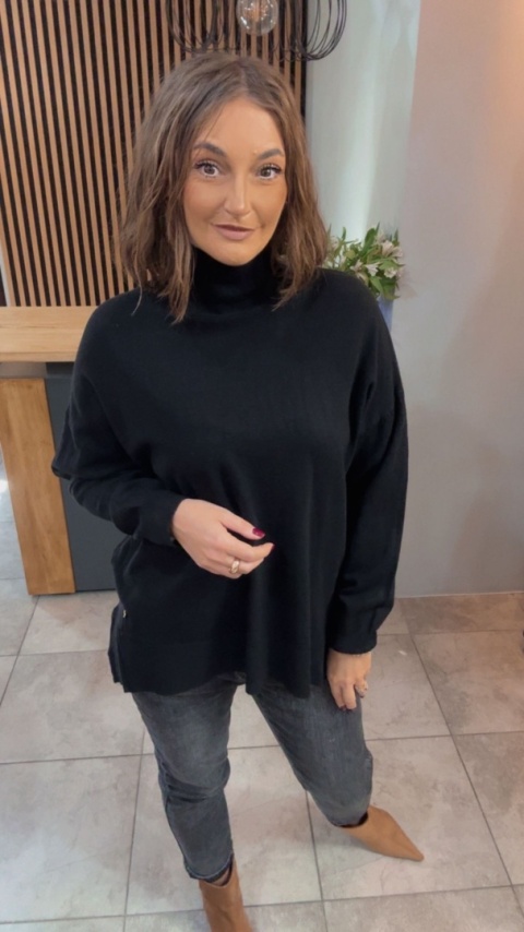 Sweter z półgolfem oversize Finery - Czarny