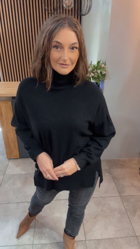 Sweter z półgolfem oversize Finery - Czarny