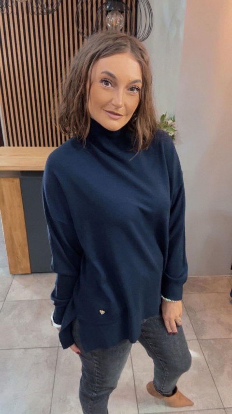 Sweter z półgolfem oversize Finery - Granat