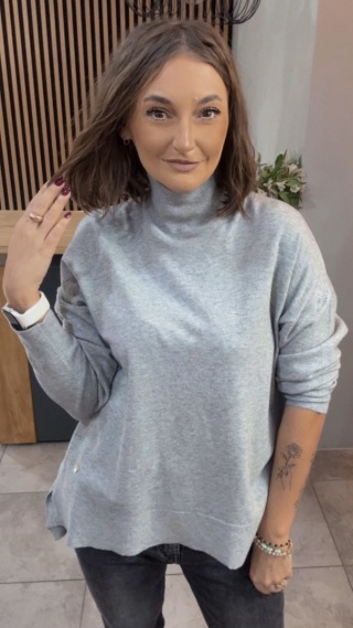 Sweter z półgolfem oversize Finery - Szary