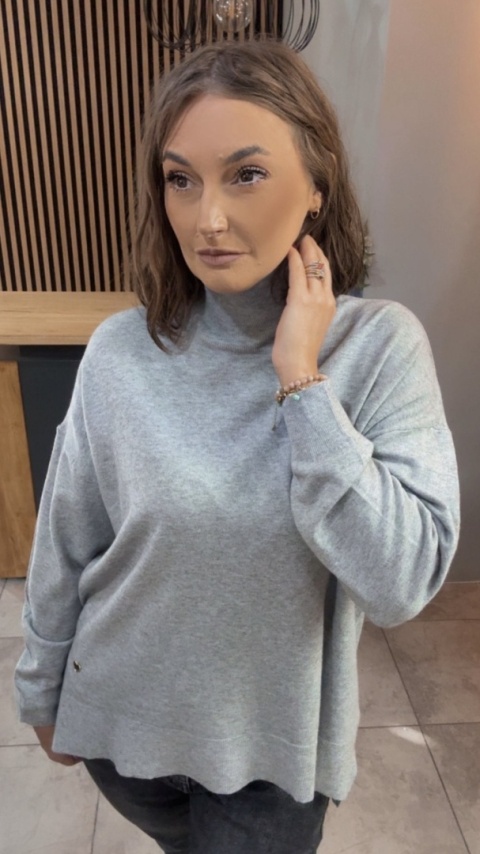 Sweter z półgolfem oversize Finery - Szary