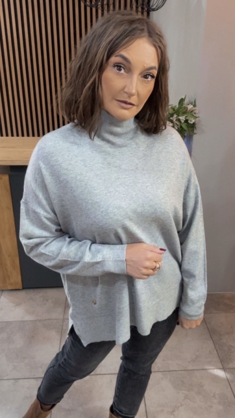 Sweter z półgolfem oversize Finery - Szary