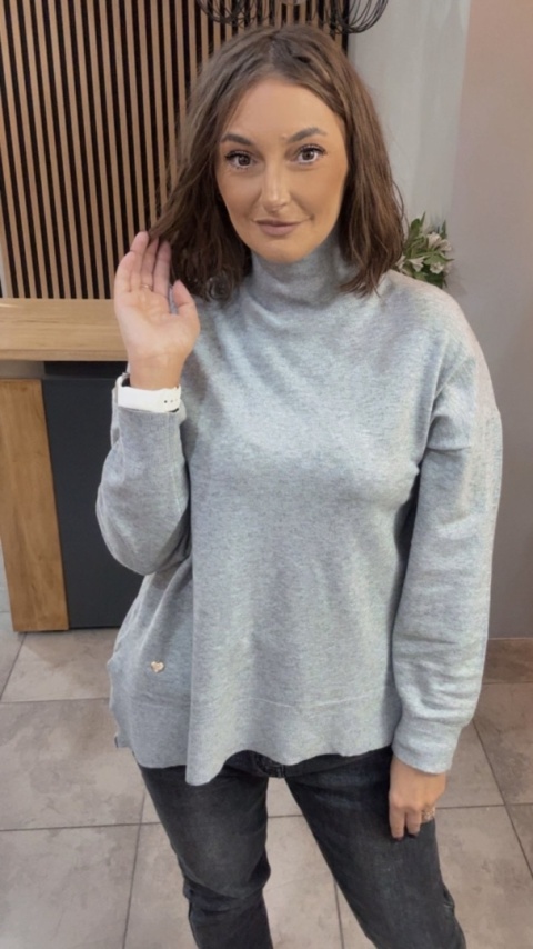 Sweter z półgolfem oversize Finery - Szary