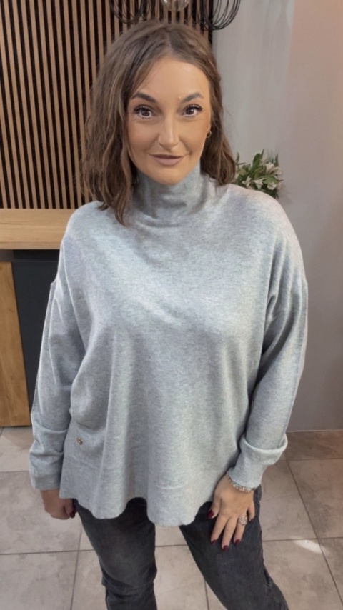 Sweter z półgolfem oversize Finery - Szary