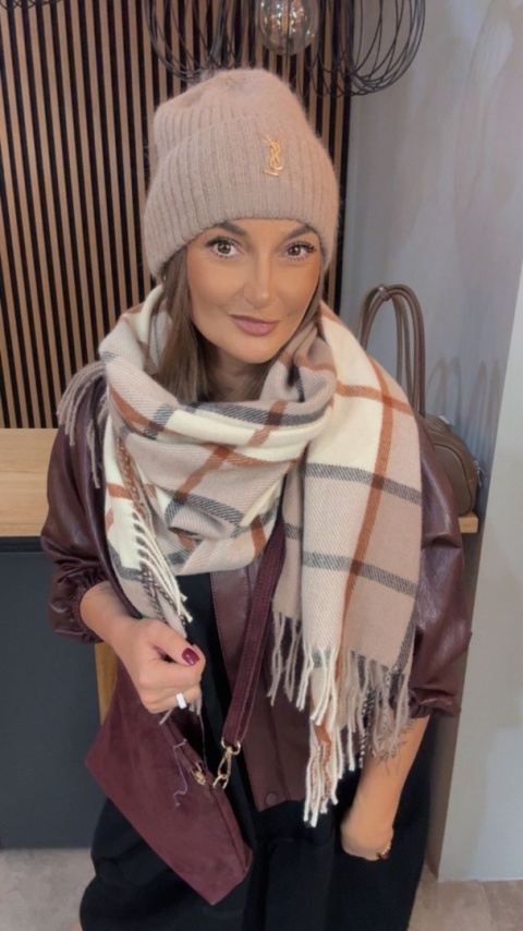 Czapka zimowa YSL - angora - Beżowa