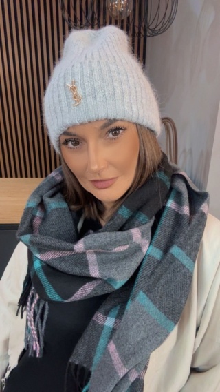 Czapka zimowa YSL - angora - Szara