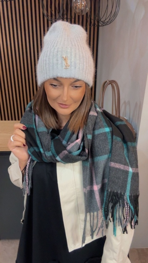 Czapka zimowa YSL - angora - Szara