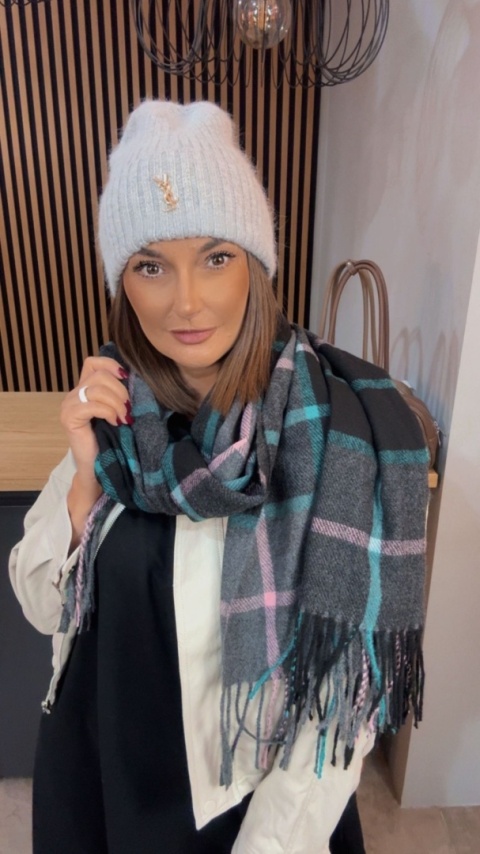 Czapka zimowa YSL - angora - Szara