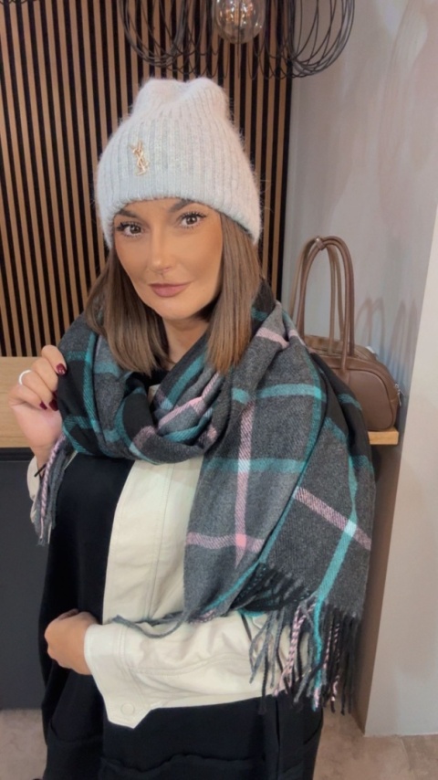 Czapka zimowa YSL - angora - Szara