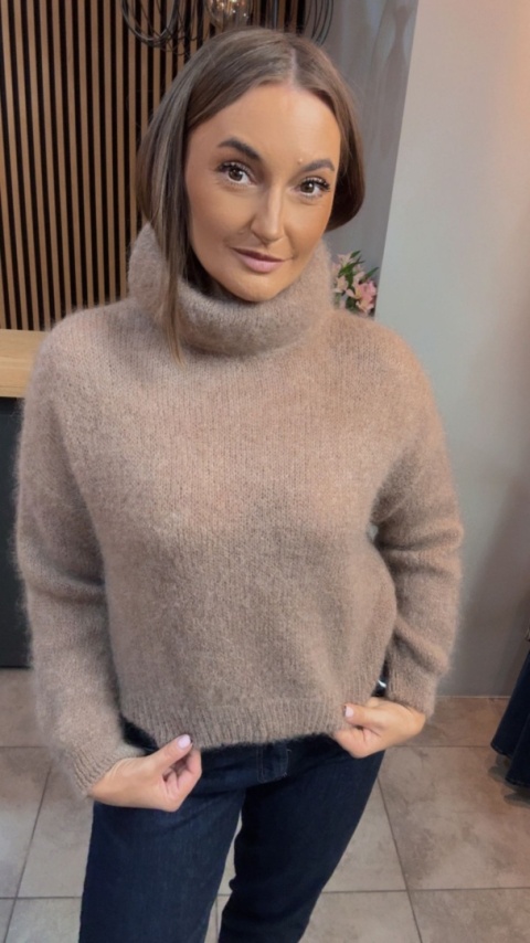 Golf Miss Lucky z moherem - Beżowy