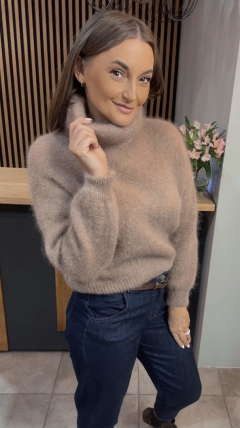 Golf Miss Lucky z moherem - Beżowy